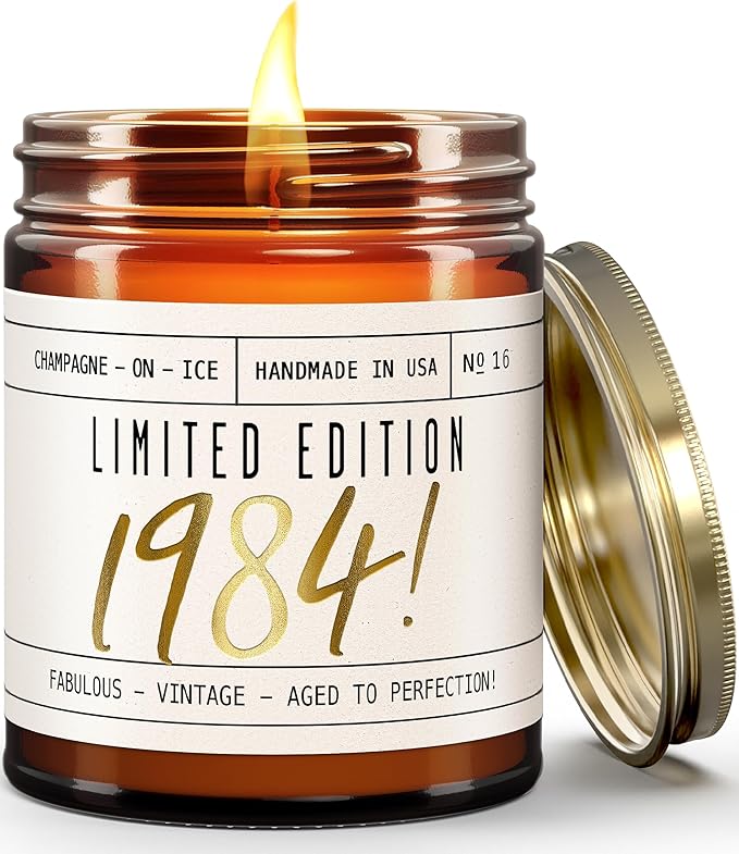 41st Birthday Gifts for Women - 'Limited Edition 1984' Soy Candle, w/Champagne on Ice I 41 Birthday Gifts for Women I 41st Gift for Her Ideas I 9oz Reusable Jar, 50Hr Burn, Made in USA