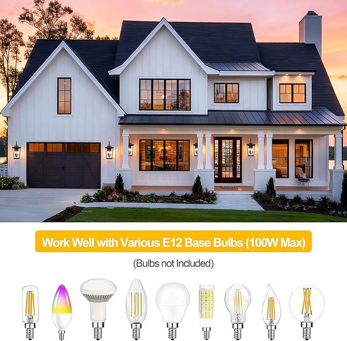 Kalium Modern Outdoor Wall Sconce Fixture 20 1/2", Matte Black, 3-Light Exterior Wall Mount Lighting with Clear Glass Panels for House Porch Patio Outside Deck Garage Yard Front Door Garden Home