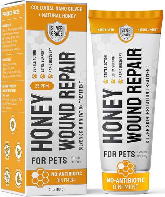 Dog Wound Care with Honey & Colloidal Silver for Scratches & Skin Irritations – Horse & Dog Hot Spot Treatment Gel Works as Honey Rapid Wound Repair – for All Pet Ages & Breeds – 2-Oz Tube
