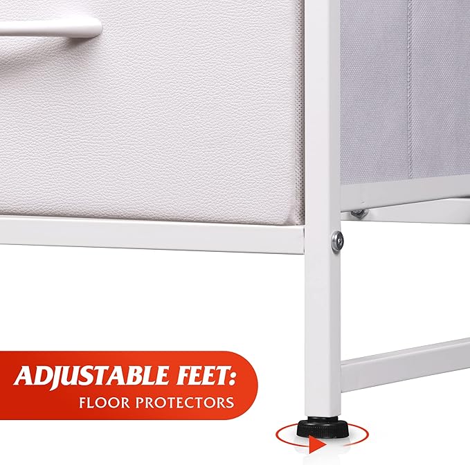 WLIVE White Dresser for Bedroom, 6 Drawer Double Dresser, Fabric Storage Tower with Fabric Bins, Chest of Drawers for Closet, Living Room, Hallway