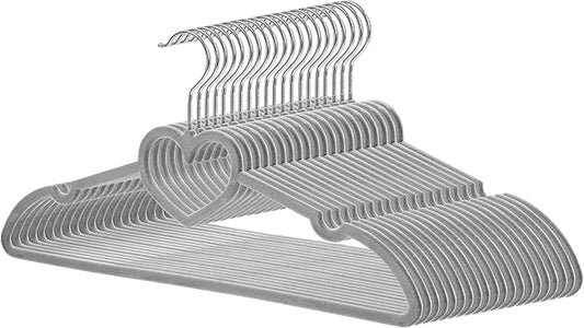 Velvet Hangers 20 Pack, 16" Non Slip Adult Hangers, Slim Clothes Hanger with 360 Degree Swivel Hook - Durable & Cute for Coats, Shirts, Dress (Grey)