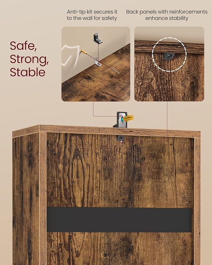 VASAGLE Custos Collection - Bookshelf, 3-Tier Bookcase, Book Shelf, Open Storage Shelf, 9.4 x 11.8 x 37.3 Inches, for Living Room, Home Office, Dining Room, Rustic Brown ULBC433K01