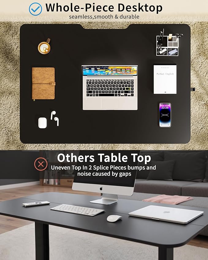 Okin Small Electric Standing Desk, 40 x 24 Inches Whole Piece Height Adjustable Desk, Black Sit to Stand Desks Computer Workstation for Home Office