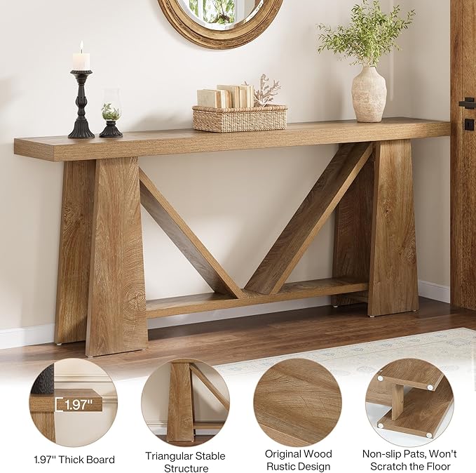 Tribesigns 70.9-Inch Extra Long Console Table, Farmhouse Entryway Table with Storage, Narrow Wooden Couch Table Behind Sofa for Living Room, Entrance, Hallway