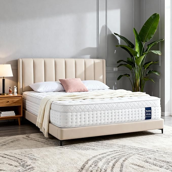 12 Inch Queen Mattress, Plush Hybrid Mattresses with Gel Memory Foam in a Box, Individual Pocket Springs for Pressure Relief & Motion Isolation, CertiPUR-US Certified,100-Night Trial