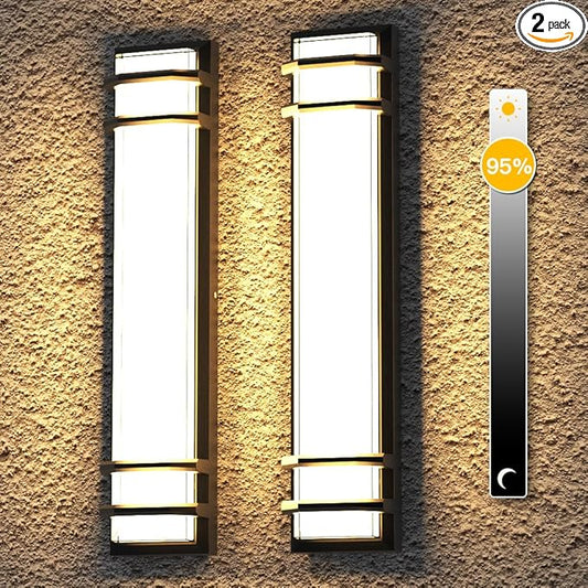 2Packs 36w 3000K Outdoor Wall Lights, LED Dimmable Modern Porch & Patio Wall Light Fixture, 23.6in Black Exterior Sconce Wall Mounted Lights Suitable for Garage Living Room Courtyard House(3000K)
