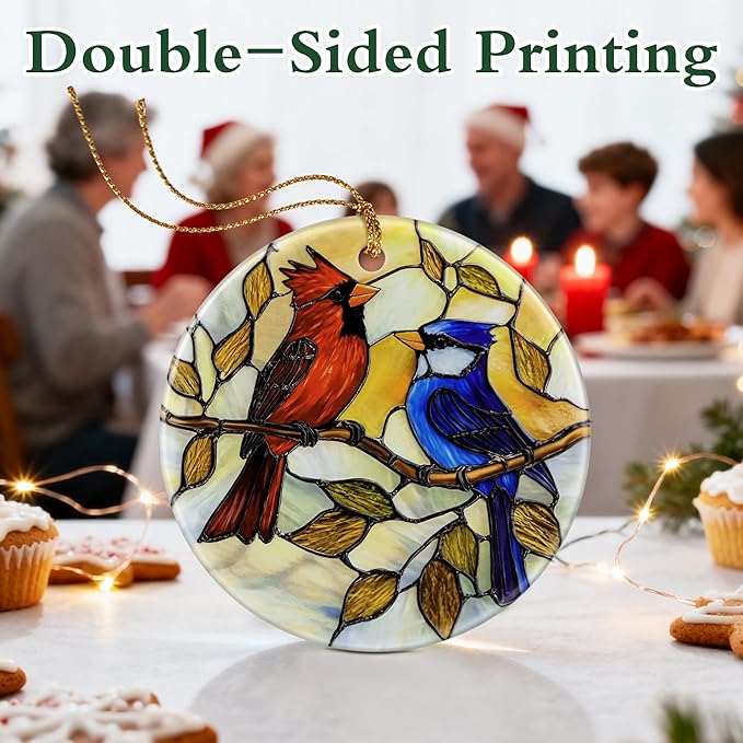 Cardinal & Blue Jay Ornament | Christmas Ornaments, Christmas Decorations, Hanging Ornaments for Tree, Holiday Decor Gifts | Gifts for Bird Lover, Women, Friend, Coworker | Gift Exchange Ideas