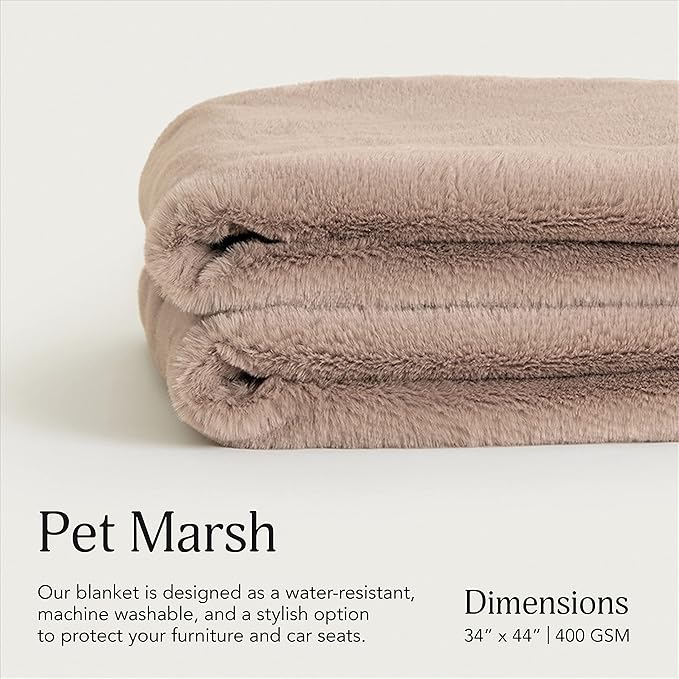 UnHide Lil’ Pet Marsh – Faux Fur Pet Blanket – Extra Soft, Lightweight, Washable Dog Blanket – Comfort and Protection for Couch, Crate, or Bed – Mocha Shar Pei 34 x 44