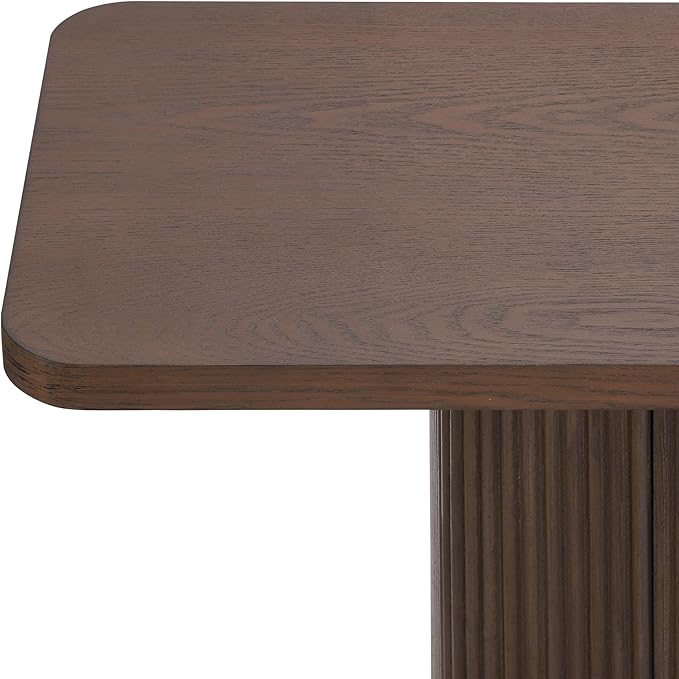 58" Console Table for Entryway with Fluted Pedestal Base Behind Couch, Modern Wood Accent Sofa Table with Metal Accen for Entrance, Hallway, Living Room, Walnut