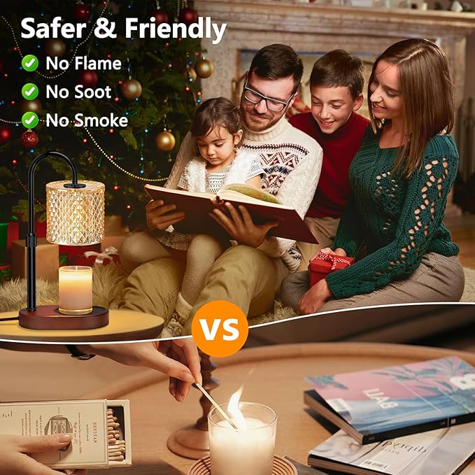 Electric Candle Lamp Warmer with Timer Dimmer Adjustable Height,Gifts for Women and Men,Vintage Home Decor