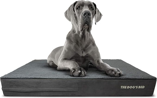 The Dog’s Bed Orthopedic Memory Foam Dog Bed, XXL Grey Plush 54x36, Pain Relief for Arthritis, Hip & Elbow Dysplasia, Post Surgery, Lameness, Supportive, Calming, Waterproof Washable Cover