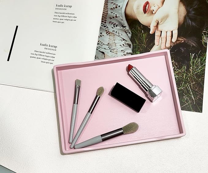 Small Pink Mini Serving Tray (8.5 x 6.3 inch) for Serving Accessory, Spa, Coffee, Drinks, Wine, Tea, Bar, Party, Seasoning, Perfume or Display Use.