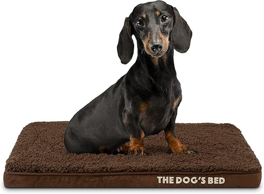 The Dog’s Bed Orthopedic Memory Foam Dog Bed, Small Brown Plush 28x19, Pain Relief for Arthritis, Hip & Elbow Dysplasia, Post Surgery, Lameness, Supportive, Calming, Waterproof Washable Cover