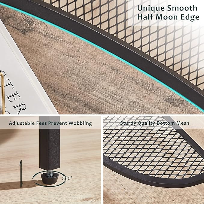 SAYGOER Console Table 2 Tier Narrow Entryway Table with Storage Shelves Half Moon Sofa Couch Table Industrial Small Entry Way Tables for Living Bedroom Hallway Office Easy Assembly, Gray Black