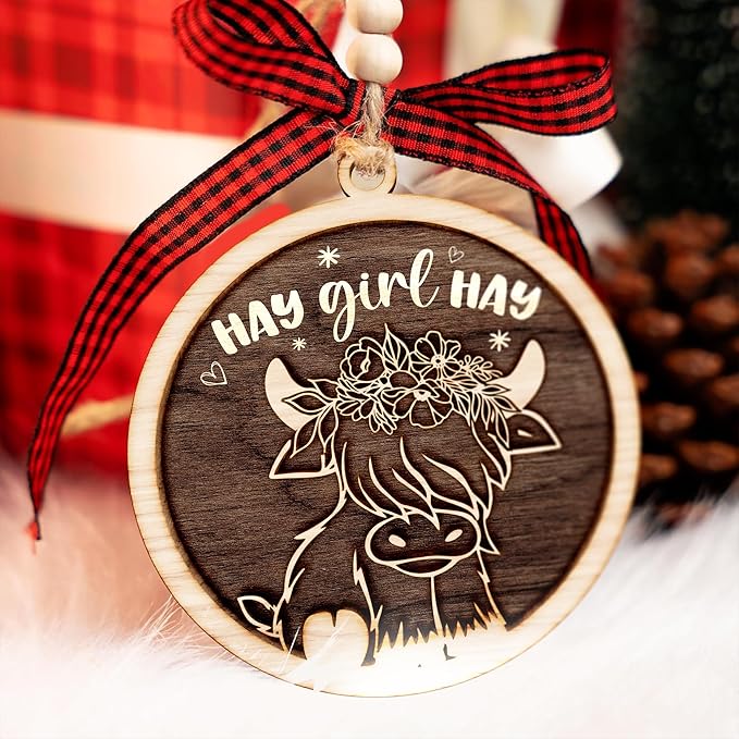 Highland Cow Ornament - Festive Cow Ornaments for Christmas Tree Decorations, Uniquely Designed Cow Ornaments for Christmas Tree, Charming Ornament Gift for Holiday