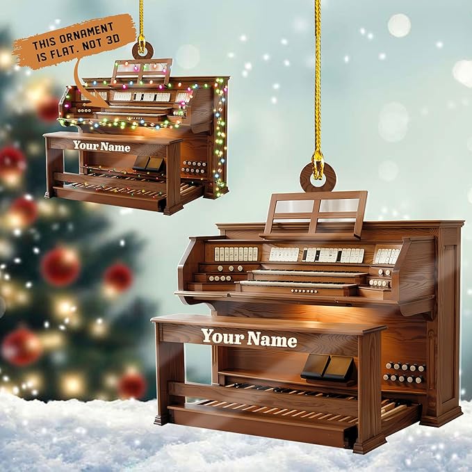 Mostefy Personalized Organ Christmas Ornament 2025, Custom Name Musical Instrument Holiday Decoration, Unique Pipe Organ Keepsake Gift for Musicians & Music Lovers (Organ5)