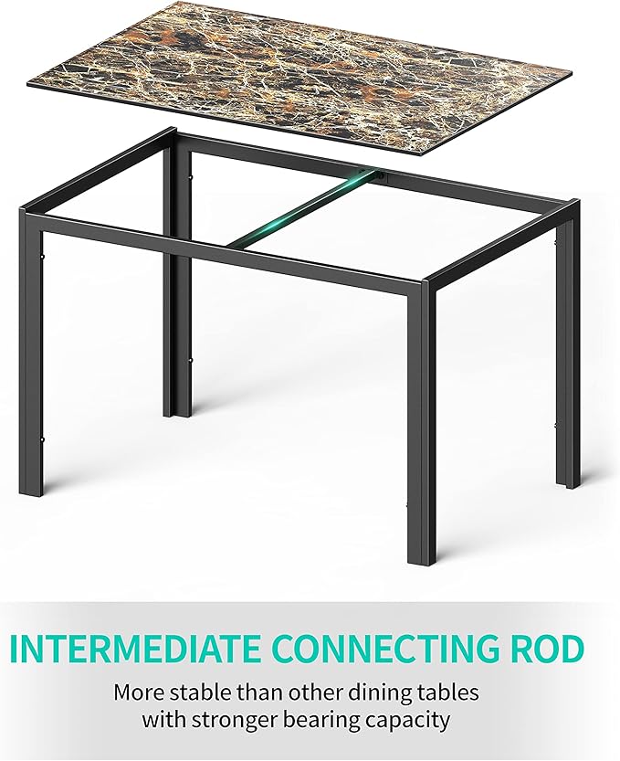 Gizoon 5 Piece Glass Dining Table Set, Kitchen and Chairs for 4, PU Leather Modern Room Sets for Home, Kitchen, Living Room