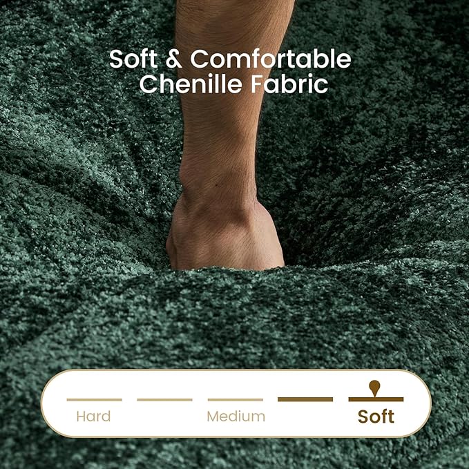 112" U Shaped Modular Sectional Sofa, 3 Seater Comfy Cloud Couch with Movable Ottoman, Deep Seat Couches for Living Room, Bedroom, Apartment (Green)