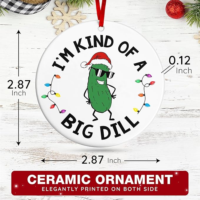 Pickle Ornament - Perfect Pickle Ornaments for Christmas Tree, Delightful Christmas Ornaments for The Big 'Dill' in Your Life, Durable Shatterproof Pickle Ornament, Ideal Gifts for Pickles Lovers