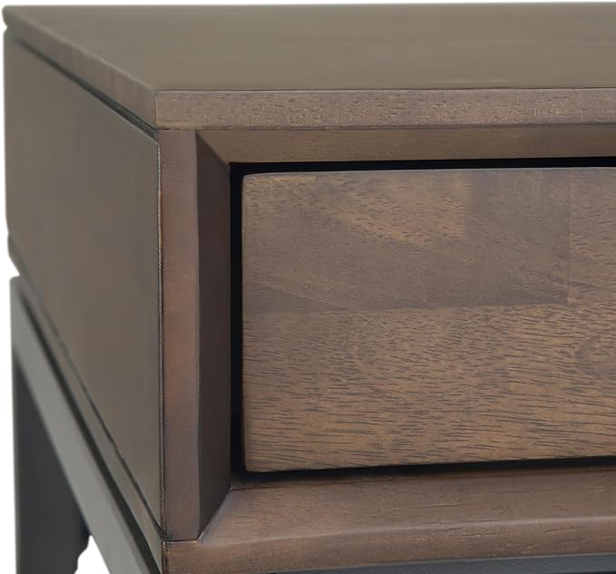 SIMPLIHOME Banting Desk - 60 Inch Wide Solid Hardwood and Metal Writing Desk in Walnut Brown, Modern Industrial Home Office Computer Table for Study with 2 Drawers and Flip-Down Keyboard Tray