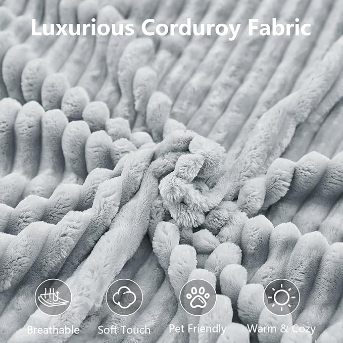 140" Sectional Cloud Couch for Living Room, Stupendous U Shaped Sofas, Modular Floor Deep-Seat Sofa, Big Comfy Corduroy Couches Set with Fluffy Memory Foam, No Assembly Required, Grey