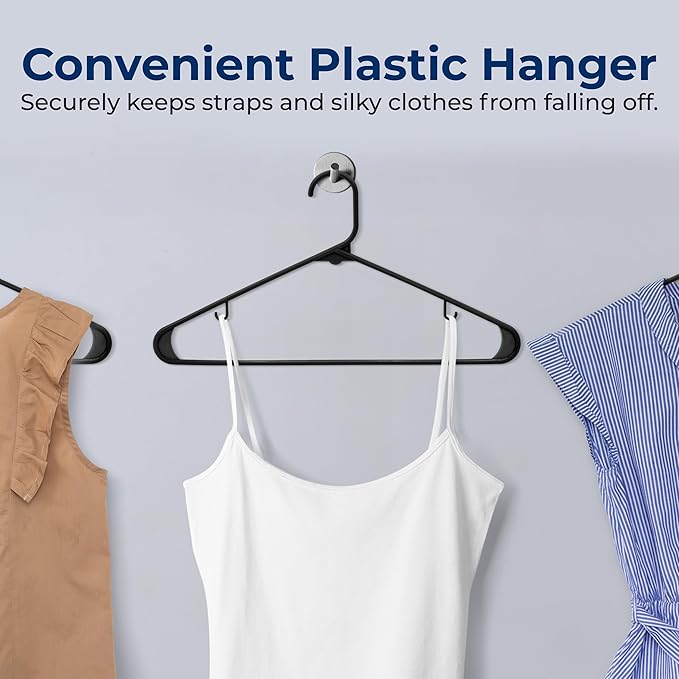 SereneLife 100 Pack Black Plastic Hangers – Ultra Lightweight Non-Slip Slim Clothes Hanger Set for Shirts, Pants, Coats & Dresses – Heavy Duty Space Saving Closet Organizer
