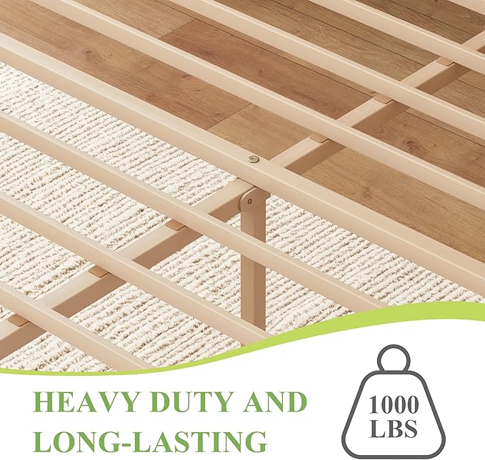 ZIYOO Solid Bamboo Wood King Size Bed Frame with Storage Headboard, 14 inch Platform King Bed Frame No Box Spring Needed with Steel Slats, Sturdy and Stable, Easy Assembly, Noise Free