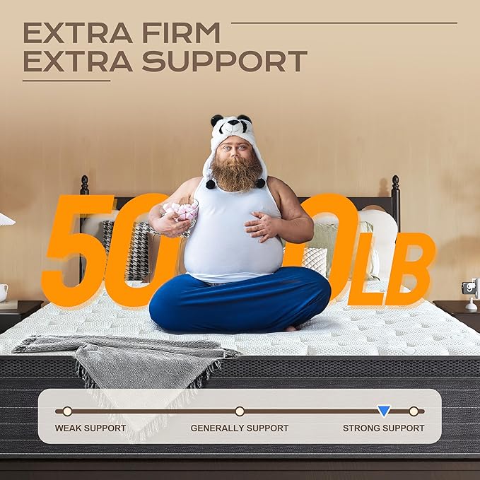 Hybrid Mattress King Size, 14 Inch Medium Firm Cool Memory Foam for Pressure Relief, Motion Control & No-Sink Edge Support, Bed in a Box, Best for Seniors & Heavy Sleepers