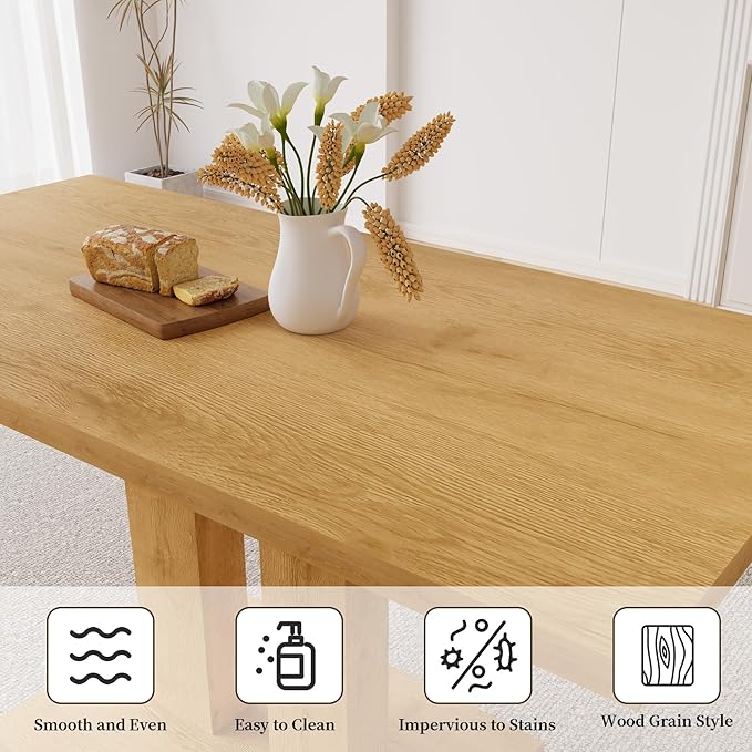 Modern 46" Dining Table, Rectangular Kitchen Table with Oak Finish, Compact Dining Room Table for 4, Sturdy Construction for Home, Apartment, Small Spaces (Table)