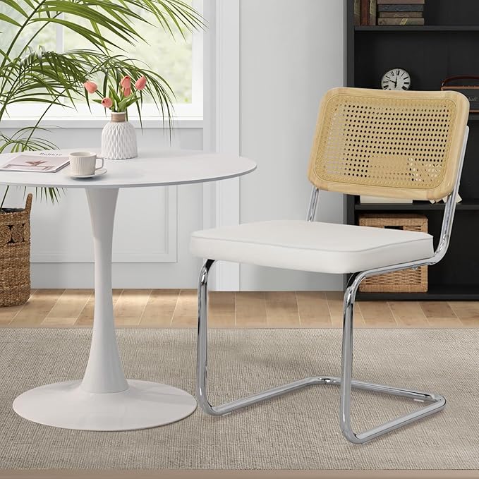 SoarFlash Kitchen Table and Chairs for 2, 31.5" Dining Table Set for 2 with Velvet Upholstered Chairs, 3 Piece Round Kitchen Table Set, Dining Room Table Set for Small Space, Apartment, Beige/White