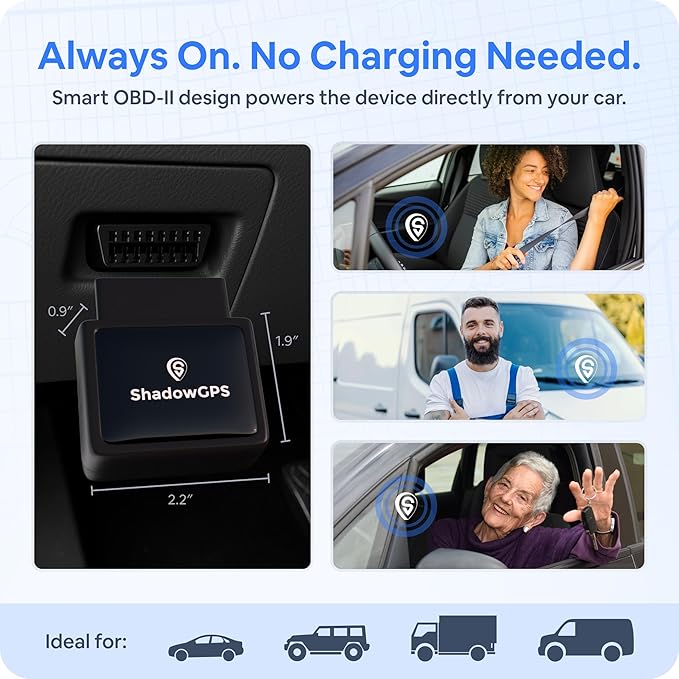 OBD2 GPS Tracker for Vehicles - Car Tracker Device Hidden with Vehicle Location, Trip History, Driving Alerts, GeoFence for Fleets & Family with 14 Days Free Trial, Plug-n-Play, 6 Months