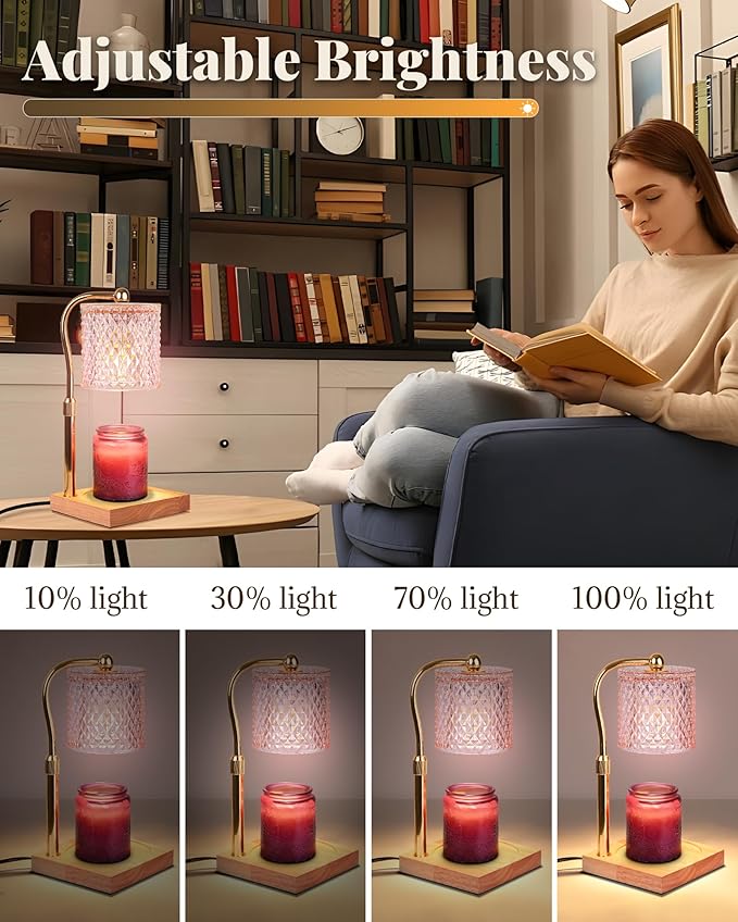 Candle Warmer Lamp with Timer Dimmer Adjustable Height, White Elephant Gifts for Women, House Warming New Home Decor Gifts for Mom, Electric Wax Warmer for Jar Candles, Pink