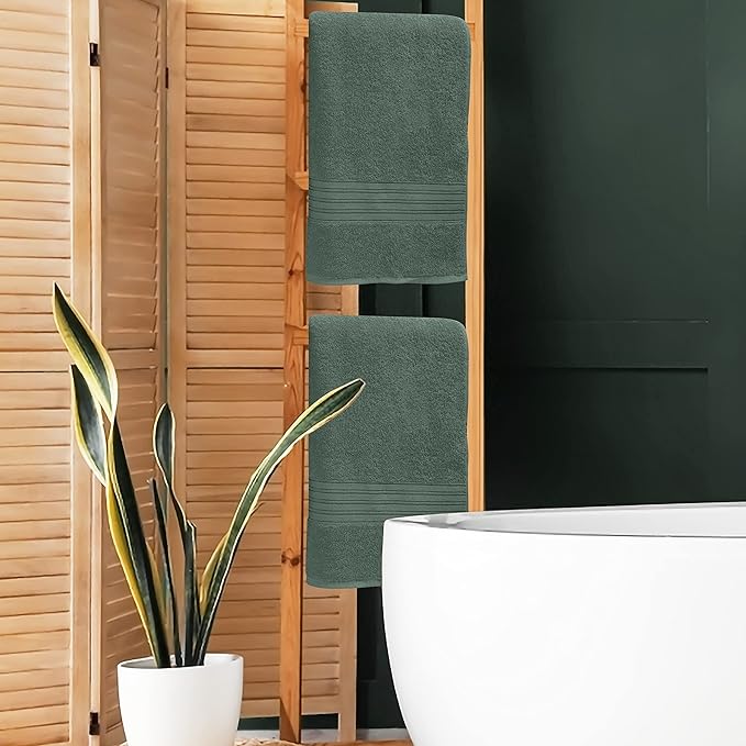 BOUTIQUO 100% Cotton 2 Pack Bath Towel Set 28x55 inches, Eco-Friendly Large Bath Towels, Compact Quickdry Lightweight Soft & Highly Absorbent Bath Towel, Ideal for Everyday Gym Travel Camp Pool - Jade