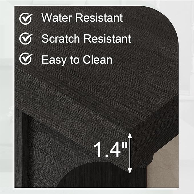 55 Inches Console Table,2 Tier Farmhouse Entryway Table,Narrow Wood Accent Tables with Storage Shelves for Living Room,Entrance,Hallway,Foyer (Black)