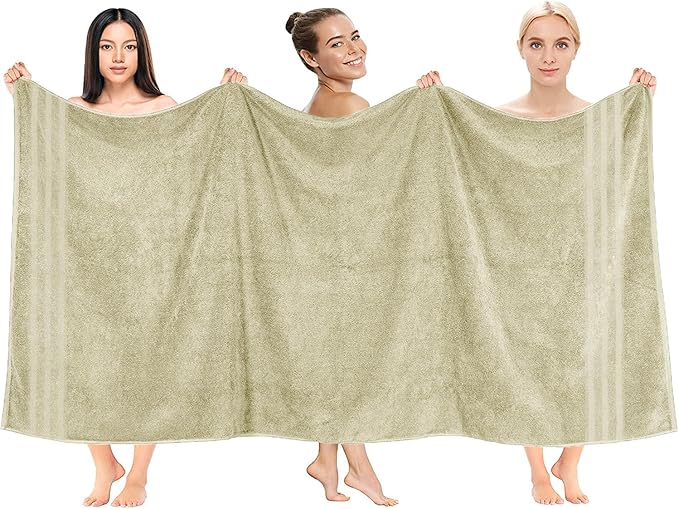 DAN RIVER 2 Pack Luxury Bath Sheets 35x70, 600 GSM, Soft & Quick Dry 100% Ring Spun Cotton Towels Ideal for Hotels, Spas, Gyms & Salons Extra Large, Beige
