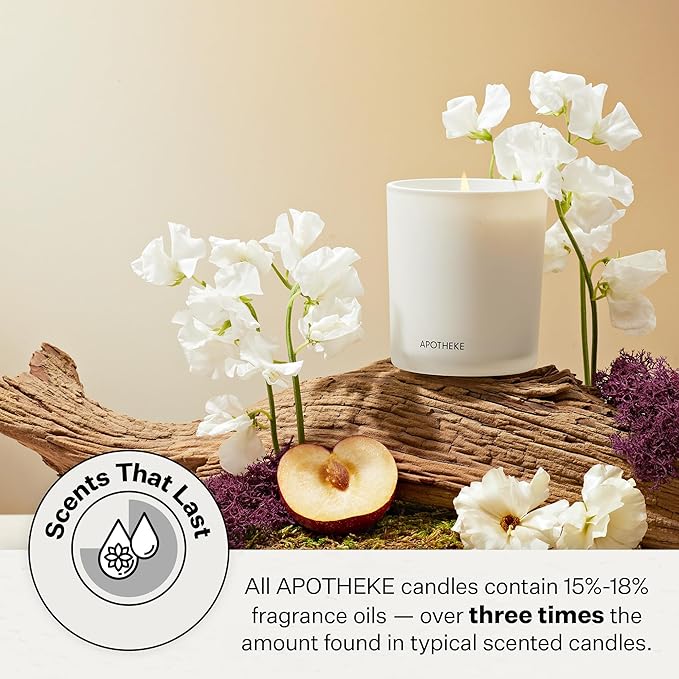 Apotheke 3-Wick Scented Candles for Home, Wild Mint & Ivy - 26 oz Soy Wax Jar Candle Gift for Women - Long-Lasting Fragrance with Perfume-Grade Essential Oils - Eucalyptus, Patchouli, Cedarwood & Rose