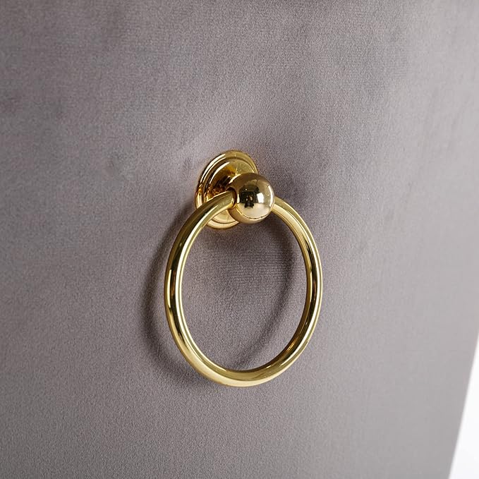 Goujxcy 5 Piece Glass Dining Table Set Modern Glass Dining Table Set for 4, 51" Rectangular Kitchen Table and 4 Velvet Upholstered Chairs for Kitchen Dining Room, Gold Table & Grey Chair