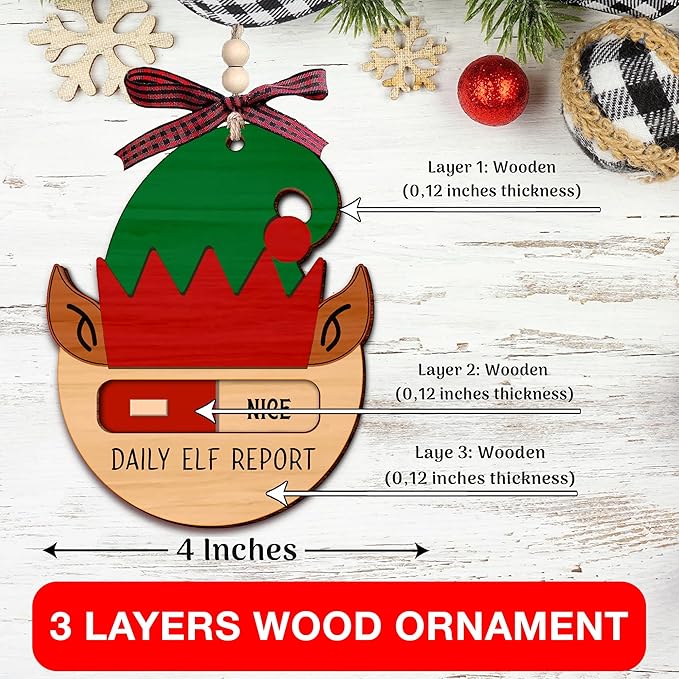 Daily Elf Ornaments for Christmas Tree - Unique Elf Arrival Ornaments for Decoration - Daily elf Report Ornament Ideal for Welcome Back Gift - Beautiful Christmas Decor Ornament for Holiday Season