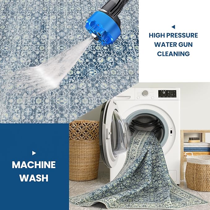 Washable Rugs 8x10 Area Rugs for Living Room,Bedroom,Dining Room- Soft Low Pile Stain Resistant Carpet with Non-Slip Rubber Backing,Large Vintage Area Rug for Farmhouse Nursery Home Office Decor