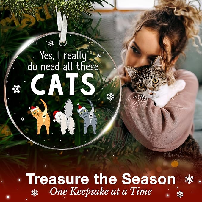 Cat Ornament for Christmas Tree Decorations Starring Cats for 2025, Funny Ornaments Ideal for Kitty Lovers, Unique, Perfect for Sprucing Up Christmas Festivities