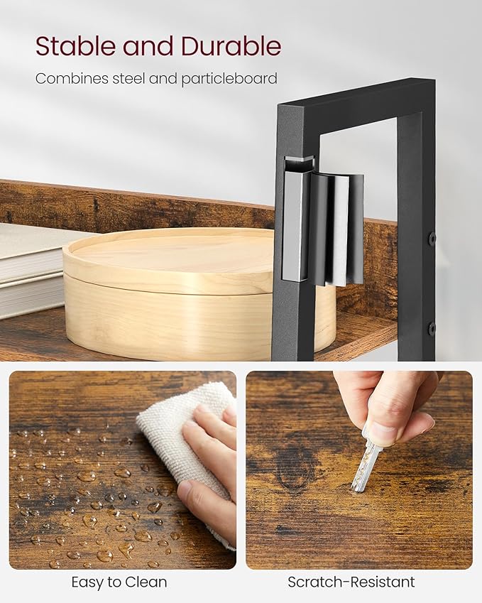 VASAGLE Bookshelf, 5-Tier Narrow Book Shelf, 11.8 x 23.6 x 66.9 Inches, Ladder Shelf for Home Office, Living Room, Bedroom, Kitchen, Rustic Brown and Ink Black ULLS067B01