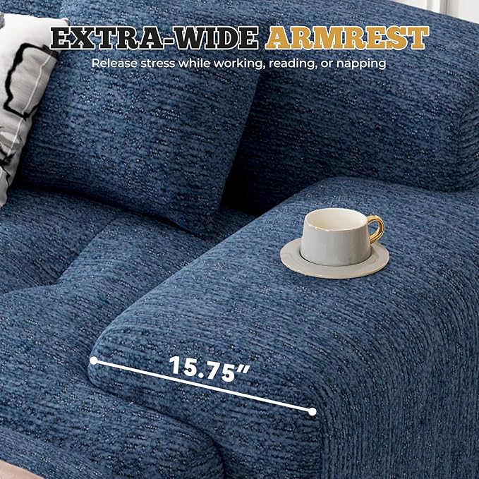 122" Modern Boneless Couches for Living Room, Convertible L Shaped Modular Sectional Sofa,4 Seater Cloud Couch Sofa Set, Blue 1 PCS