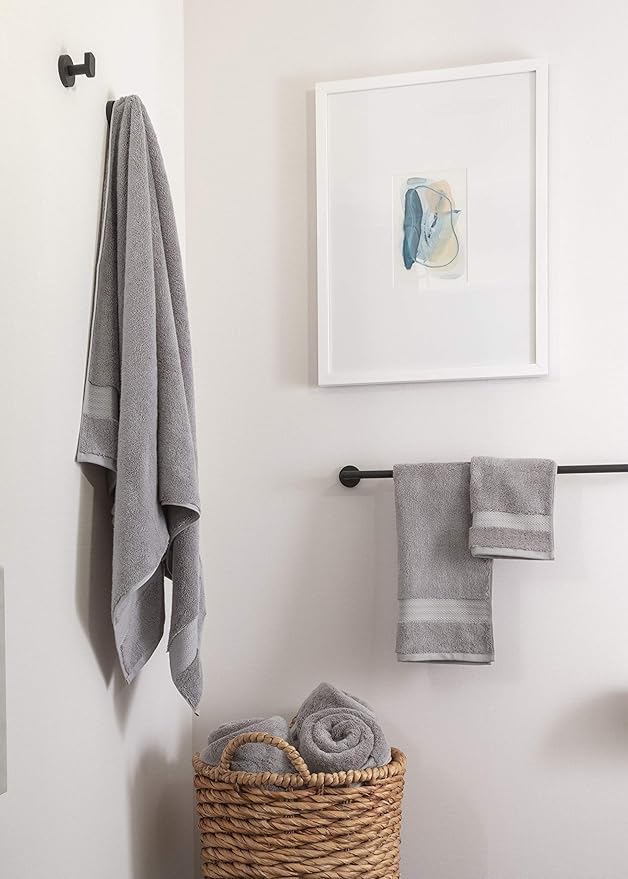 Fabdreams 100% Organic Cotton Bath Towel Set of 6 700 GSM Hotel Premium Plush Absorbent Soft Durable Skin-Friendly Spa Quality Bathroom Comfort with 2 Bath 2 Hand Towels and 2 Wash Cloths Dark Grey