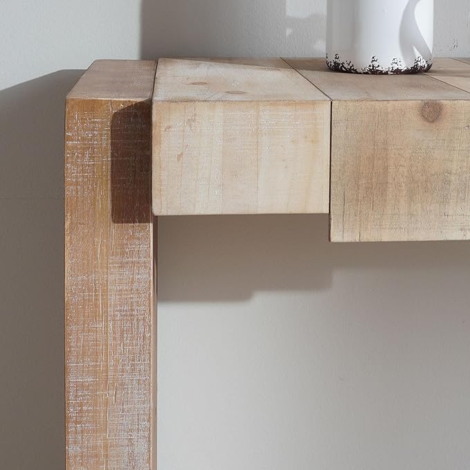 71" Rustic Wooden Console Table with Step-Block Design, Mid Century Modern Sofa Table Behind Couch, Farmhouse Wood Entryway Table for Living Room, Entrance