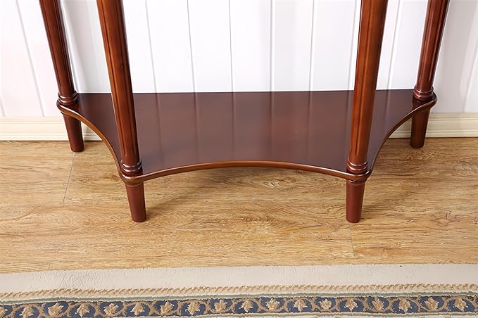 Solid Wood Console Table with Drawer, Semi-Circle Entryway Storage Shelf, Half-Moon Porch Table Side Elegant Vintage Sofa for Living Room (Walnut-Colored (35.4" L x 15.0" W x 34.4" H))