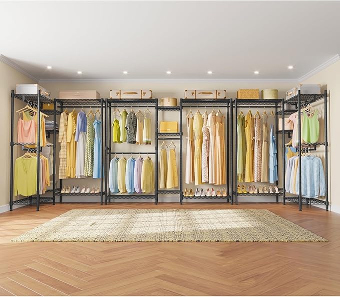 VIPEK Classic V6 Medium Wire Garment Rack Heavy Duty Clothes Rack for Hanging Clothes, Metal Freestanding Closet Wardrobe Racks 59.8" L x 14.6" W x 76.4" H, Max Load 750lbs, Black