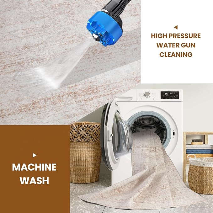 8x10 Washable Area Rugs for Living Room,Bedroom,Dining Room- Modern Abstract Large Area Rugs with Non Slip Rubber Backing,Soft Low Pile Neutral Light Pink Carpet for Nursery Dorm Kids Playroom