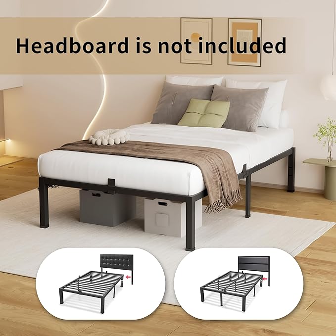 MAF 14 Inch XL Twin Bed Frame Metal, Heavy Duty Metal Bed Frame Platform with 3000 LBS Steel Slat Support Noise Free No Box Spring Needed Under-Bed Storage Space