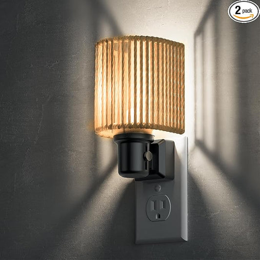 L LOHAS LED Night Lights Plug into Wall, Boho Night Light, 2 Pack, Decorative Bohemian Night Lights, Dimmable 0-100LM, Daylight White, Light Sensor, Vintage NightLight Farmhouse for Bedroom Bathroom