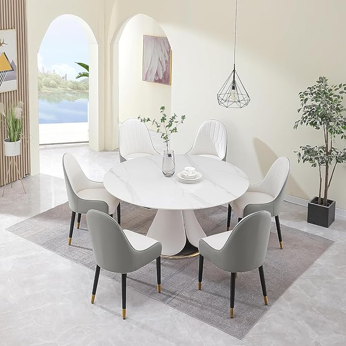 Dining Chairs Set of 2, Modern Faux Leather Dining Metal Legs for Living Kitchen Dining Room